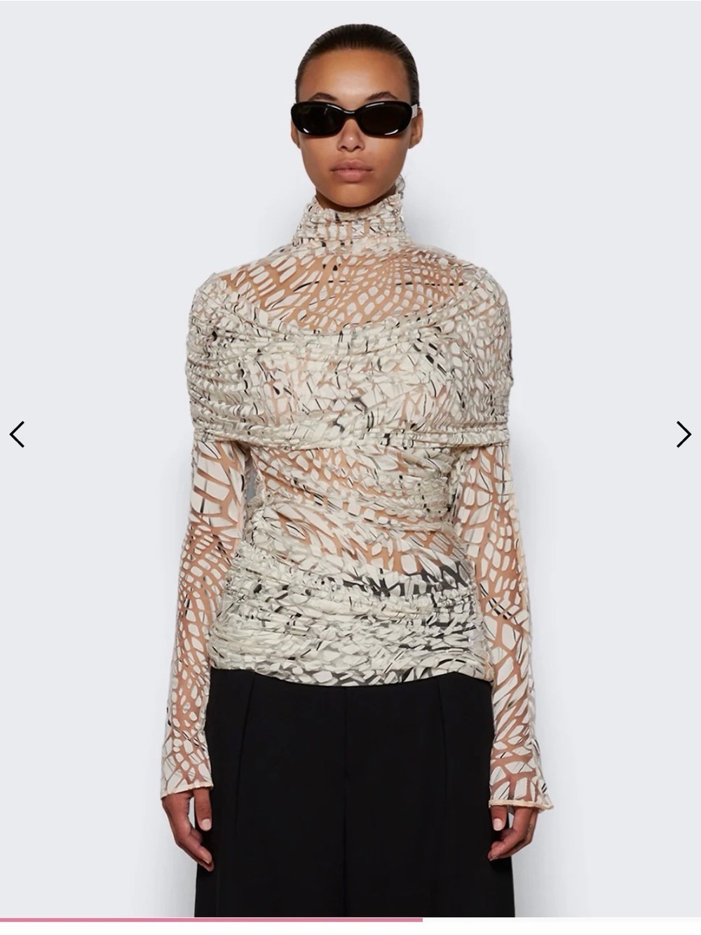 MUGLER
Dévoré Velvet Ruched Top Off-White